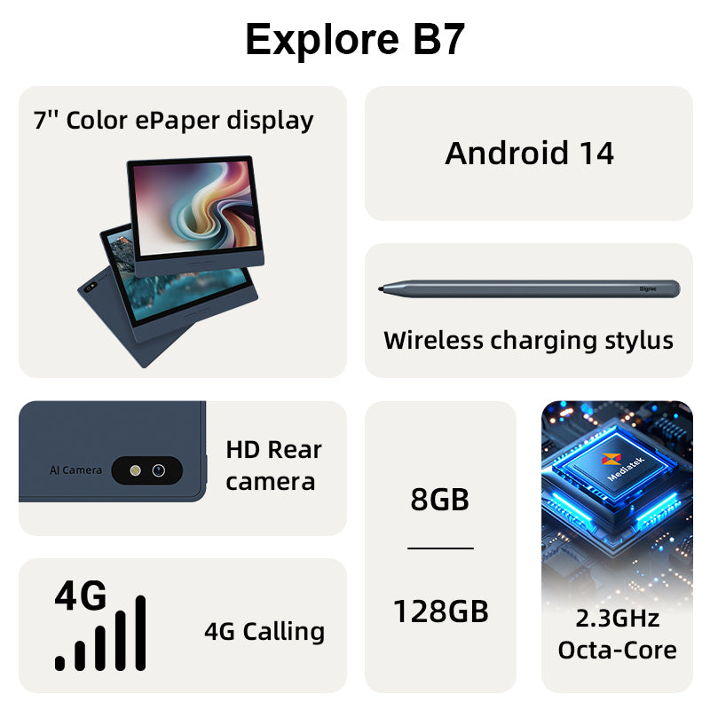 Bigme B7--7'' Color ePaper Tablet with 4G Calling