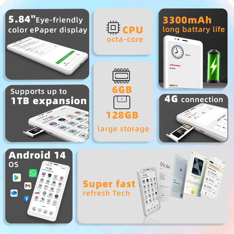 Bigme  4G color ePaper smartphone Hibreak S with Android 14 OS