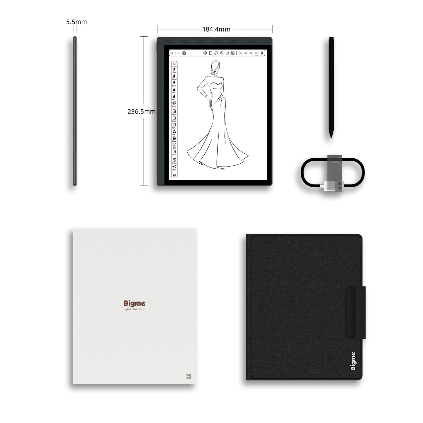 B1051 Black and White E ink Smart Tablet with 300PPI